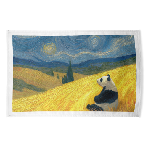 Panda starring at stars - funny tea towel by DejaReve