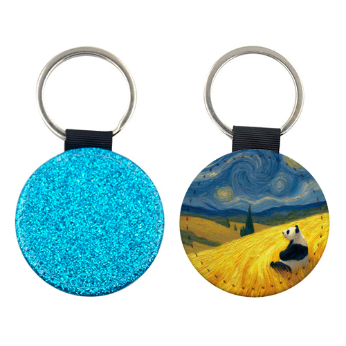 Panda starring at stars - keyring by DejaReve