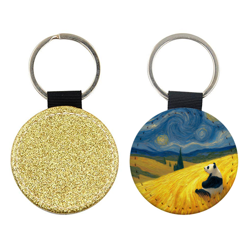 Panda starring at stars - keyring by DejaReve