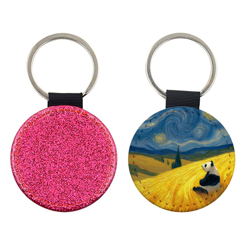 Panda starring at stars - keyring by DejaReve