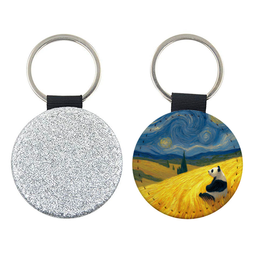 Panda starring at stars - keyring by DejaReve