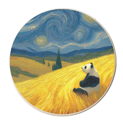 Panda starring at stars - personalised beer coaster by DejaReve