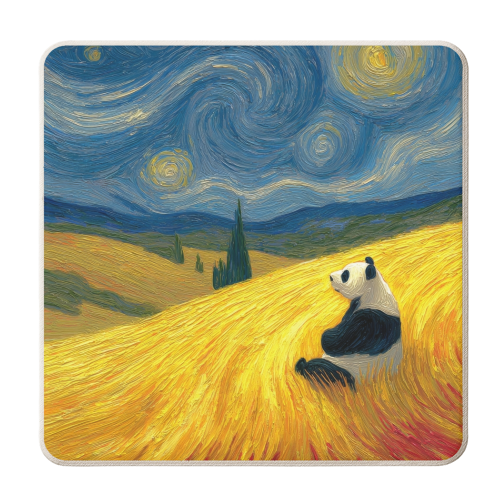 Panda starring at stars - personalised beer coaster by DejaReve