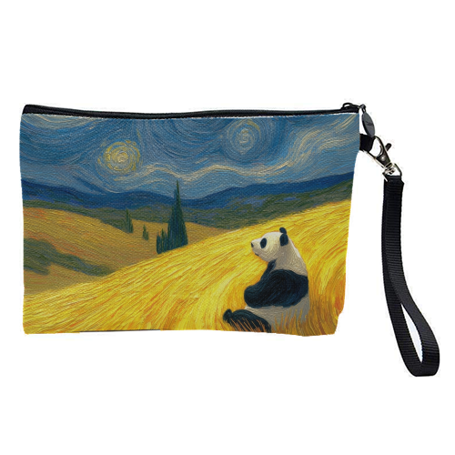 Panda starring at stars - pretty makeup bag by DejaReve