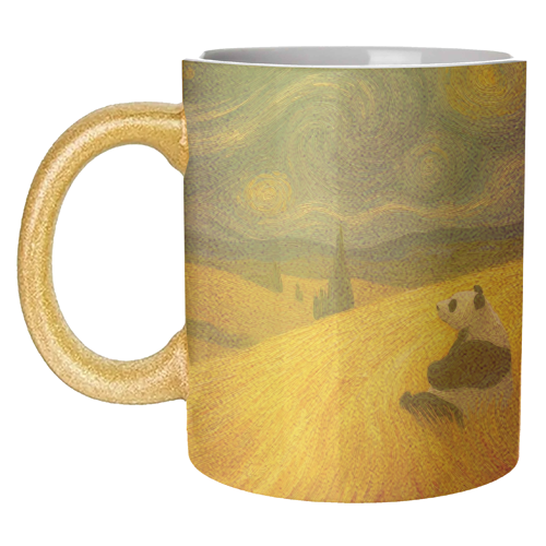 Panda starring at stars - unique mug by DejaReve