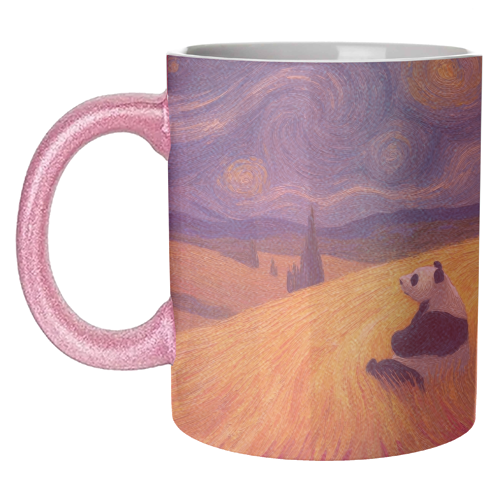 Panda starring at stars - unique mug by DejaReve