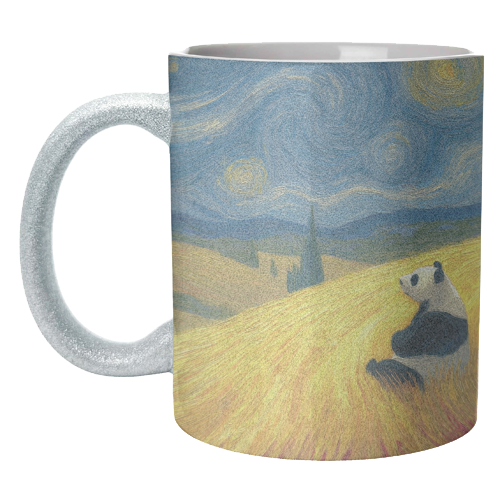 Panda starring at stars - unique mug by DejaReve