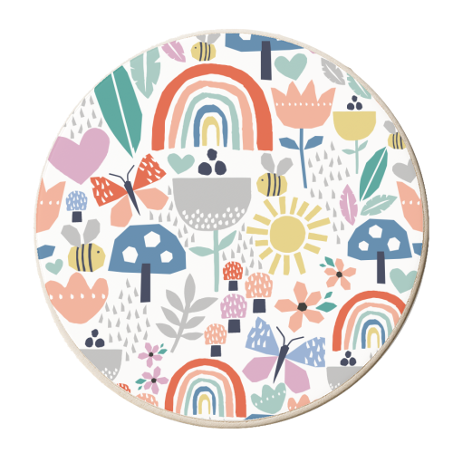 Papercut floral pattern - personalised beer coaster by sarah morley