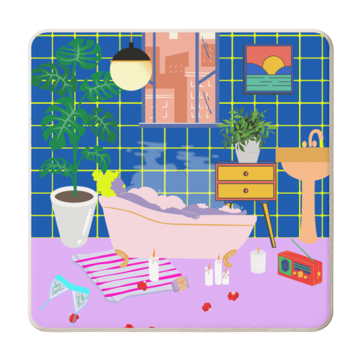 Paradise House: Bathroom - personalised beer coaster by Nina Robinson