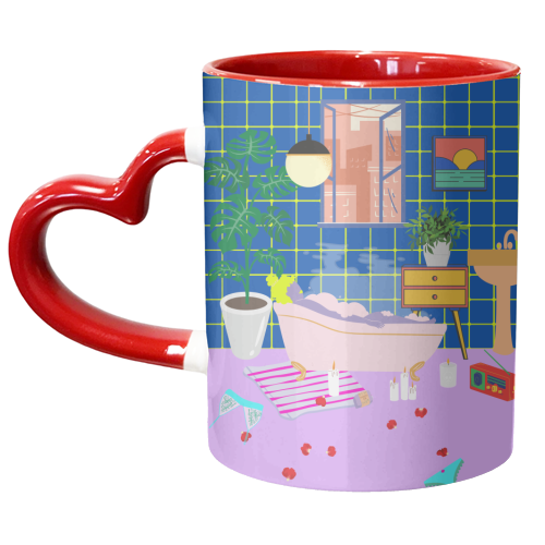 Paradise House: Bathroom - unique mug by Nina Robinson
