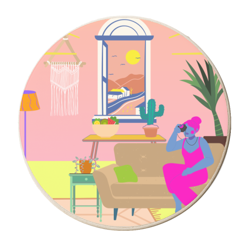 Paradise House: Living Room - personalised beer coaster by Nina Robinson