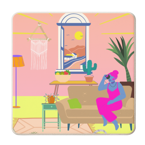 Paradise House: Living Room - personalised beer coaster by Nina Robinson