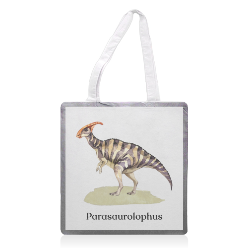 Parasaurolophus - printed canvas tote bag by Gal Design