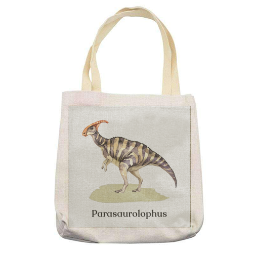 Parasaurolophus - printed canvas tote bag by Gal Design