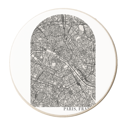 Paris France Boho Minimal Arch Street Map - personalised beer coaster by Toni Scott