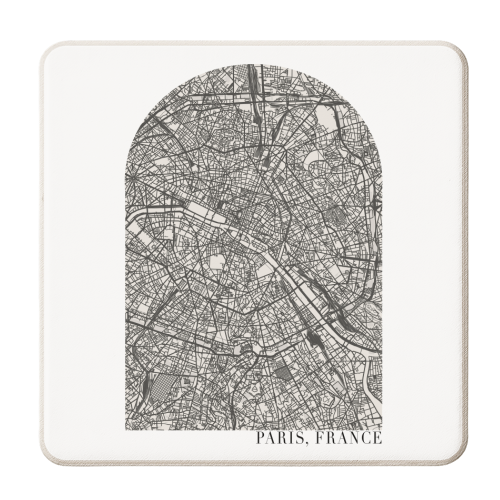 Paris France Boho Minimal Arch Street Map - personalised beer coaster by Toni Scott
