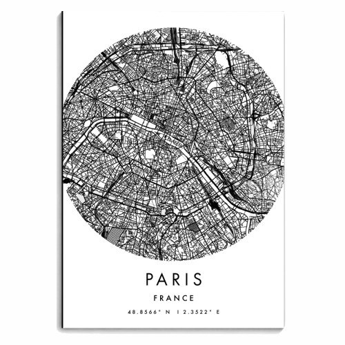 Paris France Minimal Modern Circle Street Map - personalised A4, A5, A6 notebook by Toni Scott