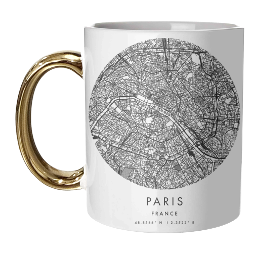 Paris France Minimal Modern Circle Street Map - unique mug by Toni Scott