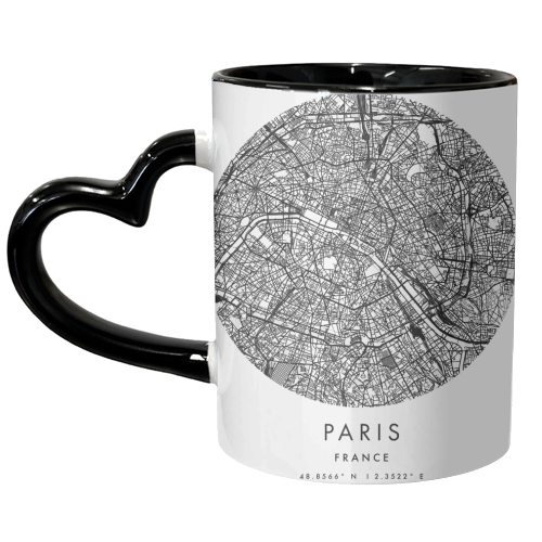 Paris France Minimal Modern Circle Street Map - unique mug by Toni Scott