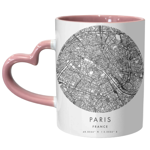 Paris France Minimal Modern Circle Street Map - unique mug by Toni Scott