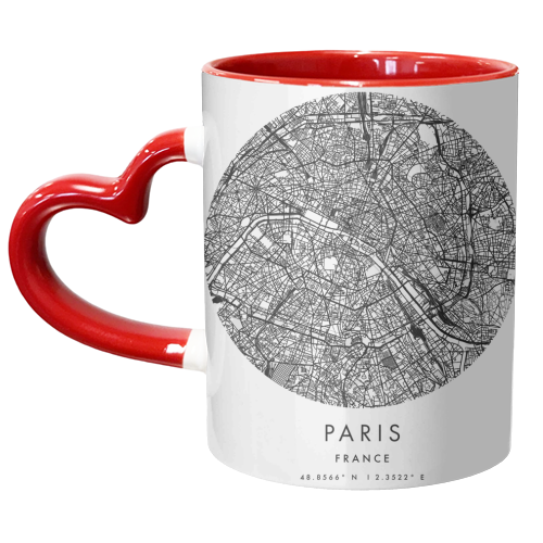 Paris France Minimal Modern Circle Street Map - unique mug by Toni Scott