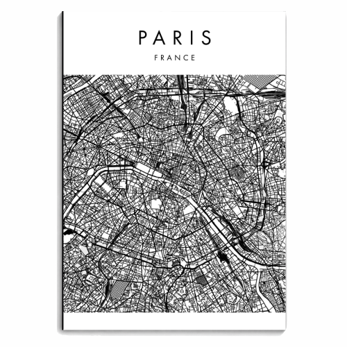Paris France Minimal Modern Street Map - personalised A4, A5, A6 notebook by Toni Scott