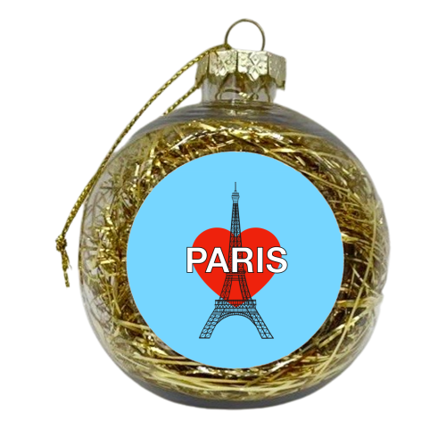 Paris Lovers Landmarks (Eiffel Tower) - xmas bauble by Adam Regester