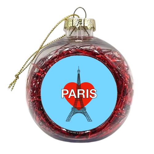 Paris Lovers Landmarks (Eiffel Tower) - xmas bauble by Adam Regester