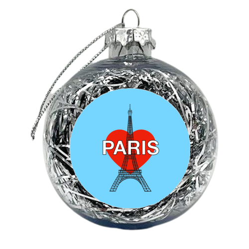 Paris Lovers Landmarks (Eiffel Tower) - xmas bauble by Adam Regester