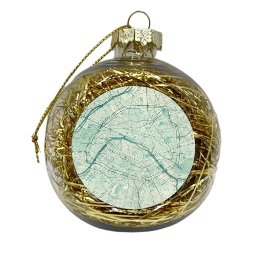 Paris Map Blue Vintage - xmas bauble by City Art Posters