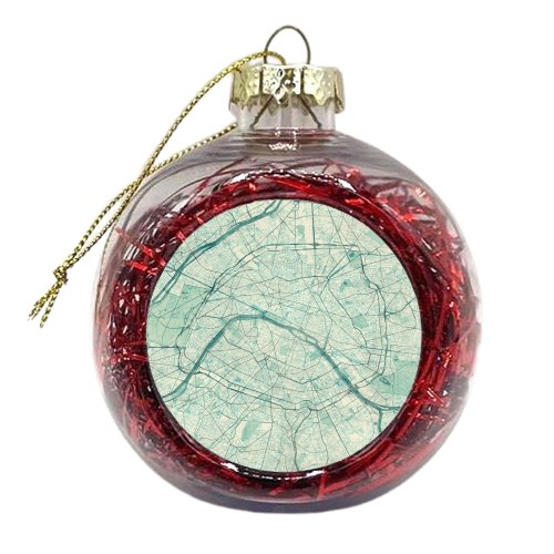 Paris Map Blue Vintage - xmas bauble by City Art Posters