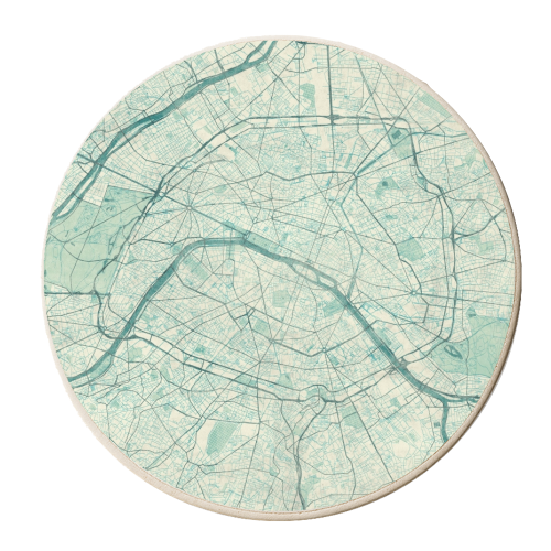 Paris Map Blue Vintage - personalised beer coaster by City Art Posters