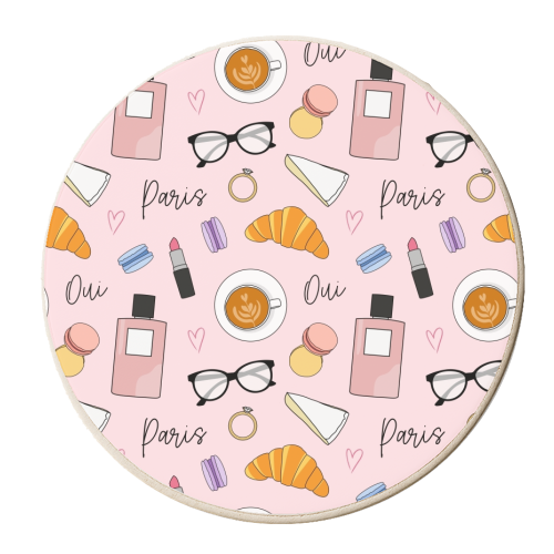 Paris Theme Pattern - personalised beer coaster by The Girl Next Draw