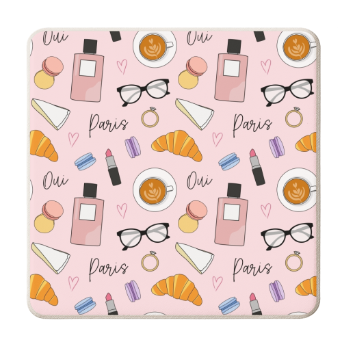 Paris Theme Pattern - personalised beer coaster by The Girl Next Draw