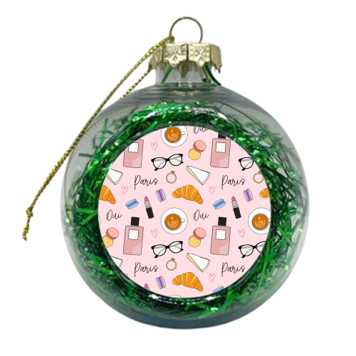 Paris Theme Pattern - xmas bauble by The Girl Next Draw