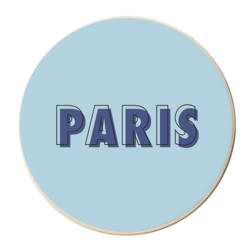 Paris typography in blue - personalised beer coaster by The Girl Next Draw