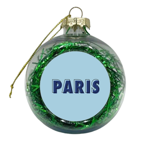 Paris typography in blue - xmas bauble by The Girl Next Draw