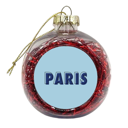 Paris typography in blue - xmas bauble by The Girl Next Draw