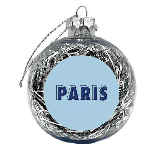 Paris typography in blue - xmas bauble by The Girl Next Draw