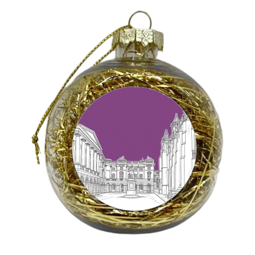 Parliament Square, Edinburgh (Lavender Background) - xmas bauble by Adam Regester