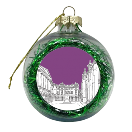 Parliament Square, Edinburgh (Lavender Background) - xmas bauble by Adam Regester