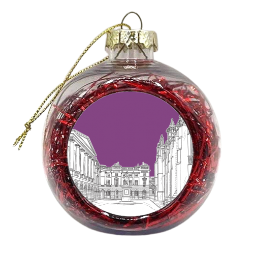 Parliament Square, Edinburgh (Lavender Background) - xmas bauble by Adam Regester