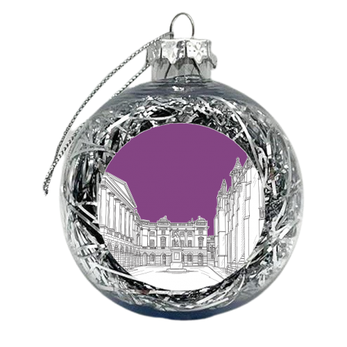 Parliament Square, Edinburgh (Lavender Background) - xmas bauble by Adam Regester