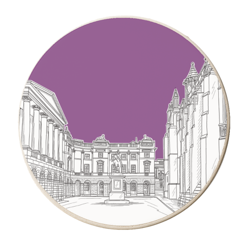 Parliament Square, Edinburgh (Lavender Background) - personalised beer coaster by Adam Regester