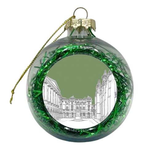 Parliament Square, Edinburgh, Scotland With Moss Green Background - xmas bauble by Adam Regester