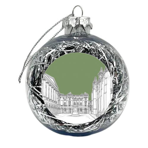 Parliament Square, Edinburgh, Scotland With Moss Green Background - xmas bauble by Adam Regester