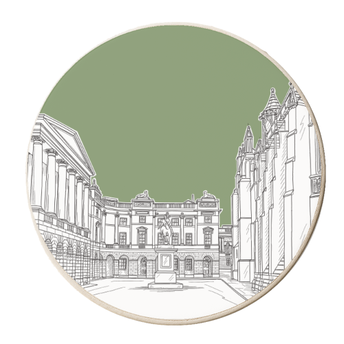 Parliament Square, Edinburgh, Scotland With Moss Green Background - personalised beer coaster by Adam Regester
