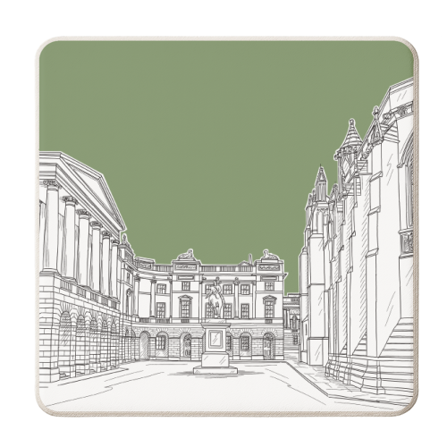 Parliament Square, Edinburgh, Scotland With Moss Green Background - personalised beer coaster by Adam Regester