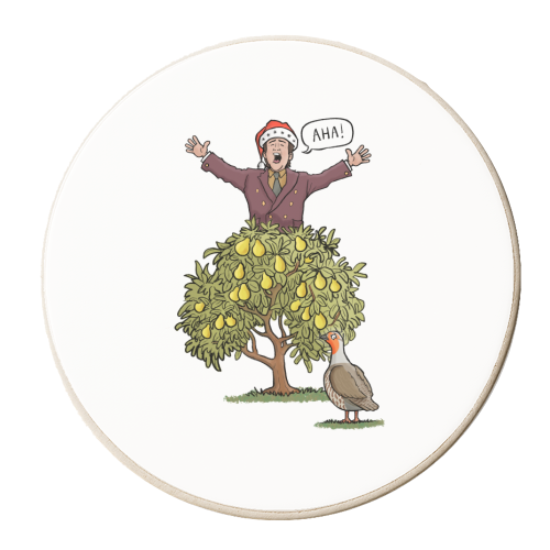 Partridge in a Pair Tree - personalised beer coaster by Carl Batterbee