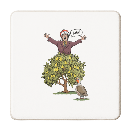 Partridge in a Pair Tree - personalised beer coaster by Carl Batterbee